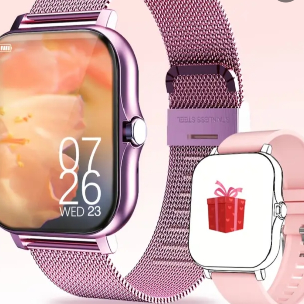 Pink Smartwatch with Mesh Band